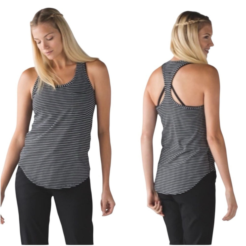 Lululemon Racerback Striped Black and White Women's Tank Top Size 4